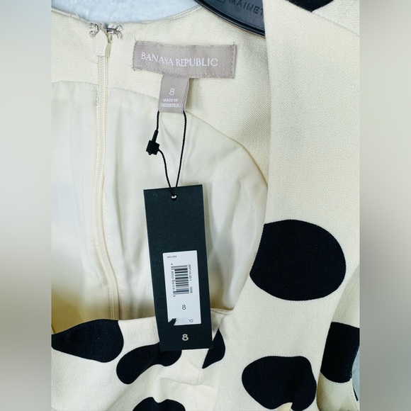 NWT Banana Republic SLOAN-FIT DOT-PRINT SHEATH Dress in Cream Cocoon color - Picture 6 of 10